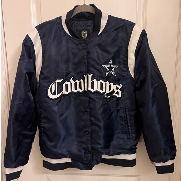 NFL Team Apparel Vintage Small Dallas Cowboys Button Front bomber varsity jacket - Picture 1 of 9